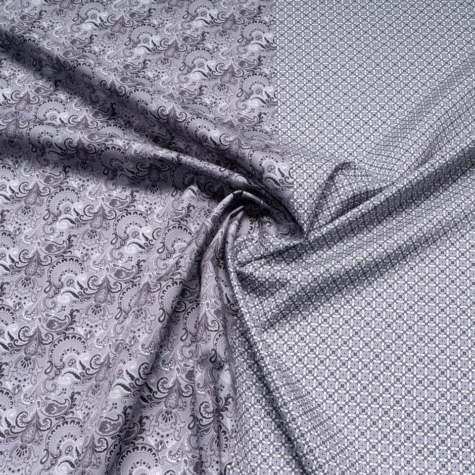Grey Geo Double Printed Superfine Cotton