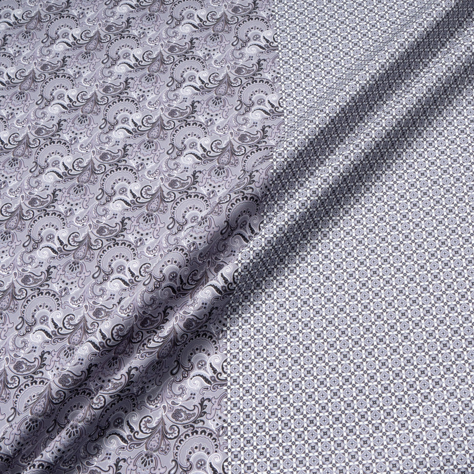 Grey Geo Double Printed Superfine Cotton