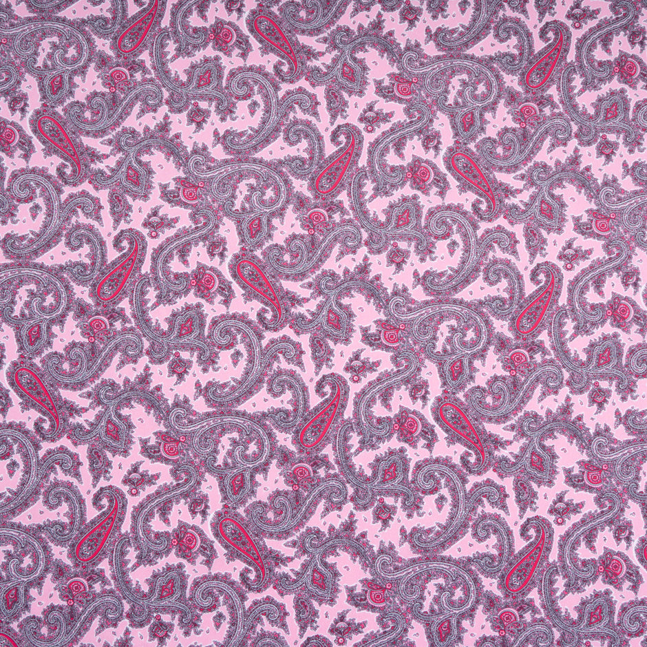 Pink & Blue Paisley Double Printed Cotton