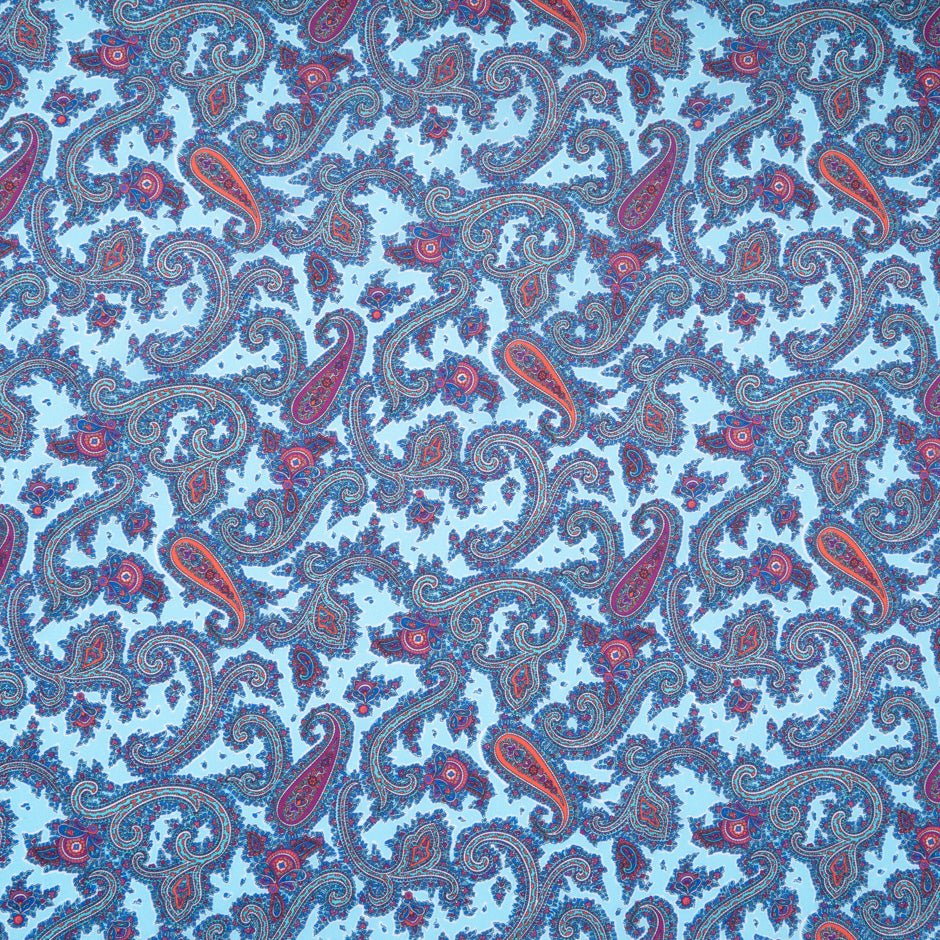 Pink & Blue Paisley Double Printed Cotton