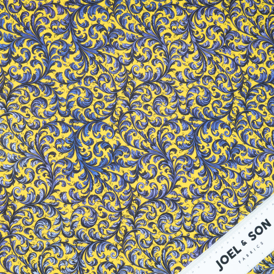 Filigree Printed Yellow Pure Cotton