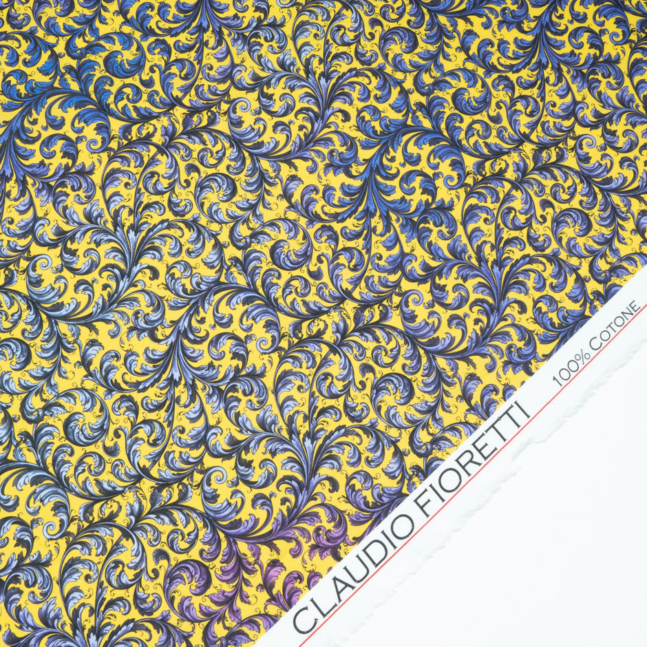 Filigree Printed Yellow Pure Cotton