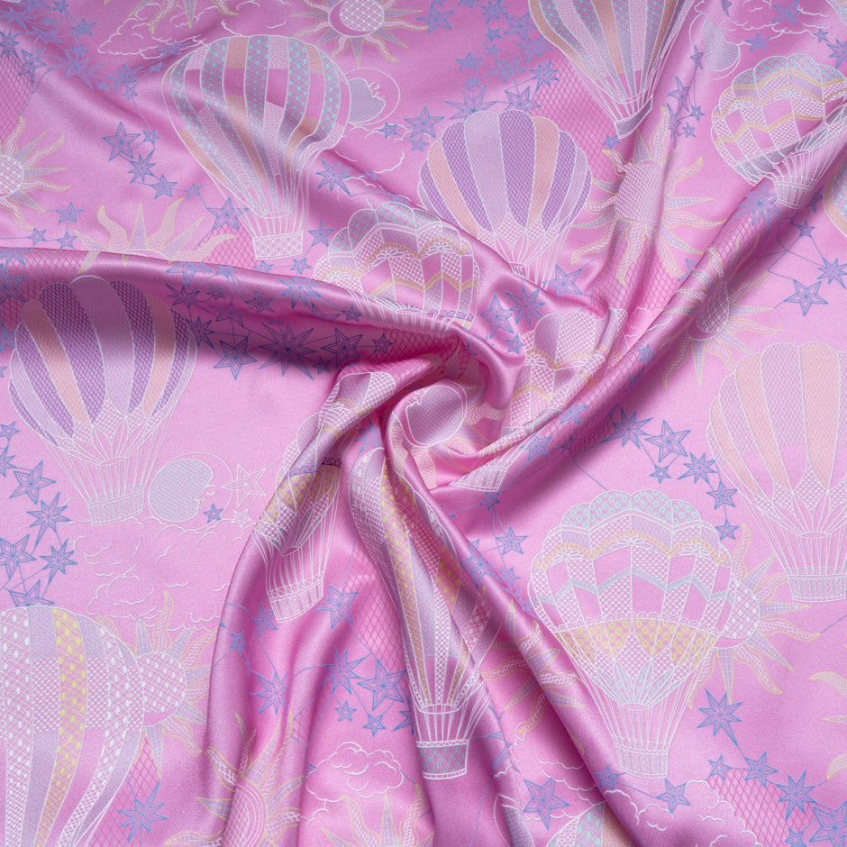 Candy Pink Vision Printed Pure Silk Twill