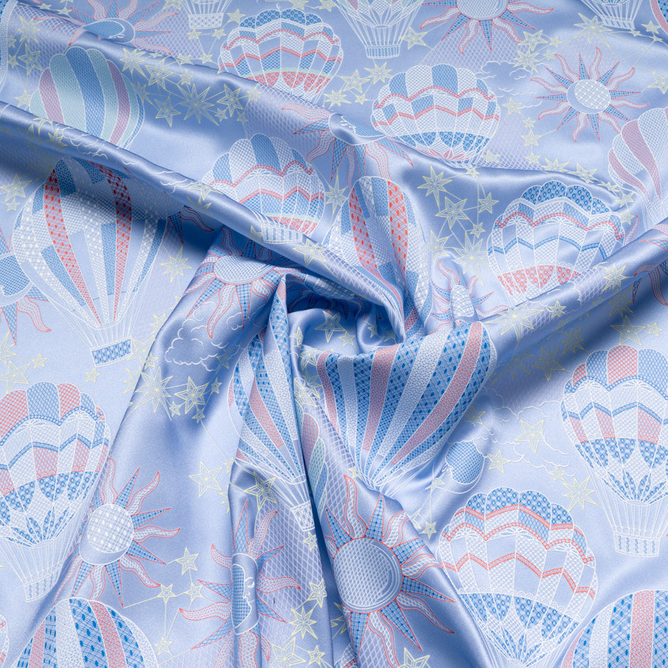 Sky Blue Vision Printed Pure Silk Twill