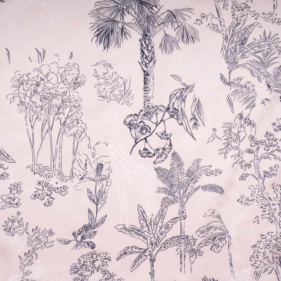Jungle Vision Printed Pink Pure Silk Twill