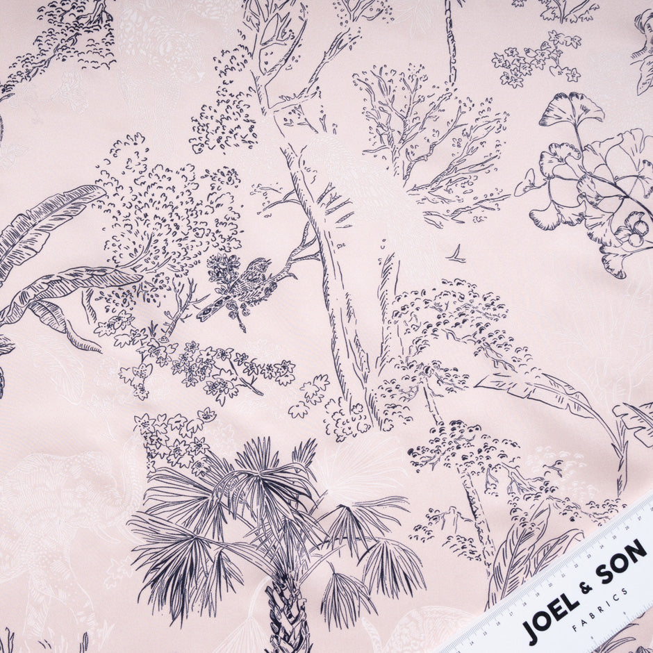 Jungle Vision Printed Pink Pure Silk Twill