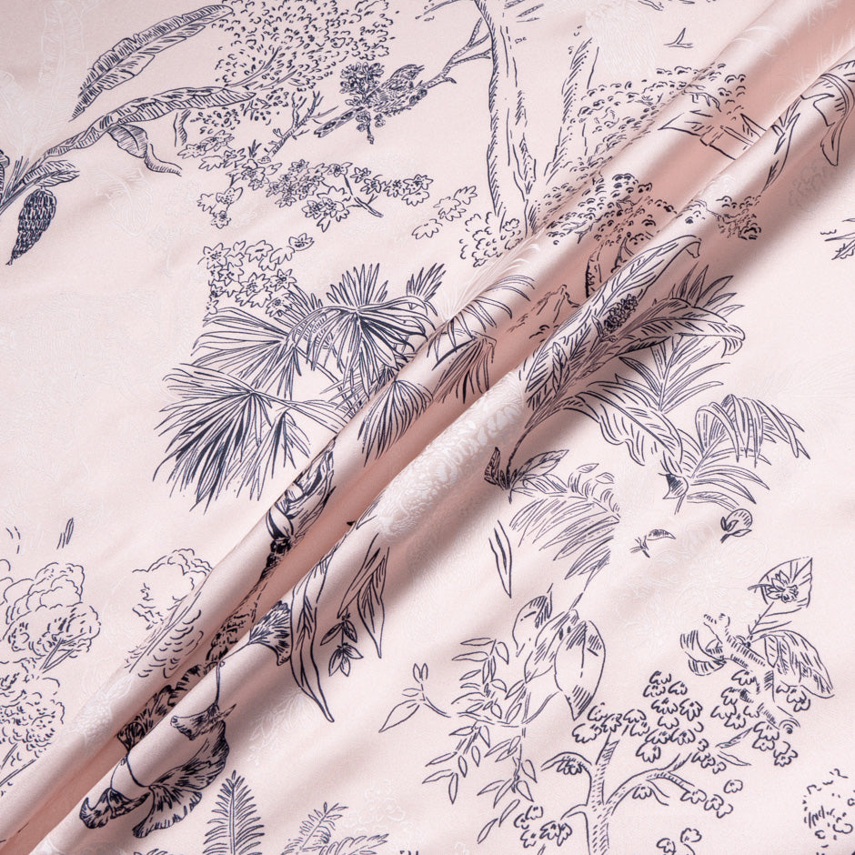 Jungle Vision Printed Pink Pure Silk Twill