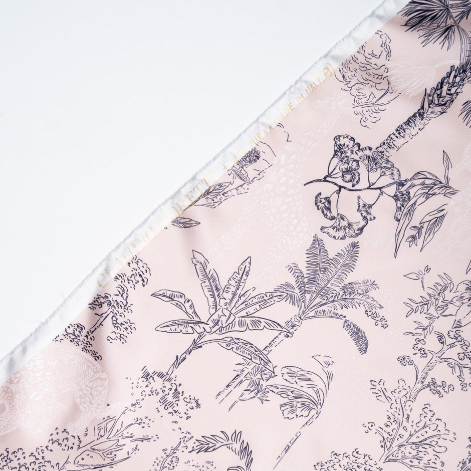 Jungle Vision Printed Pink Pure Silk Twill
