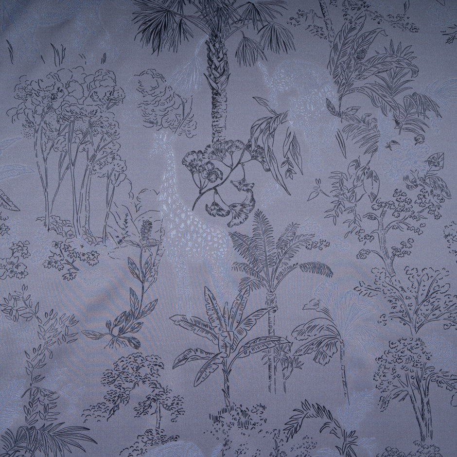 Jungle Themed Vision Printed Slate Pure Silk Twill
