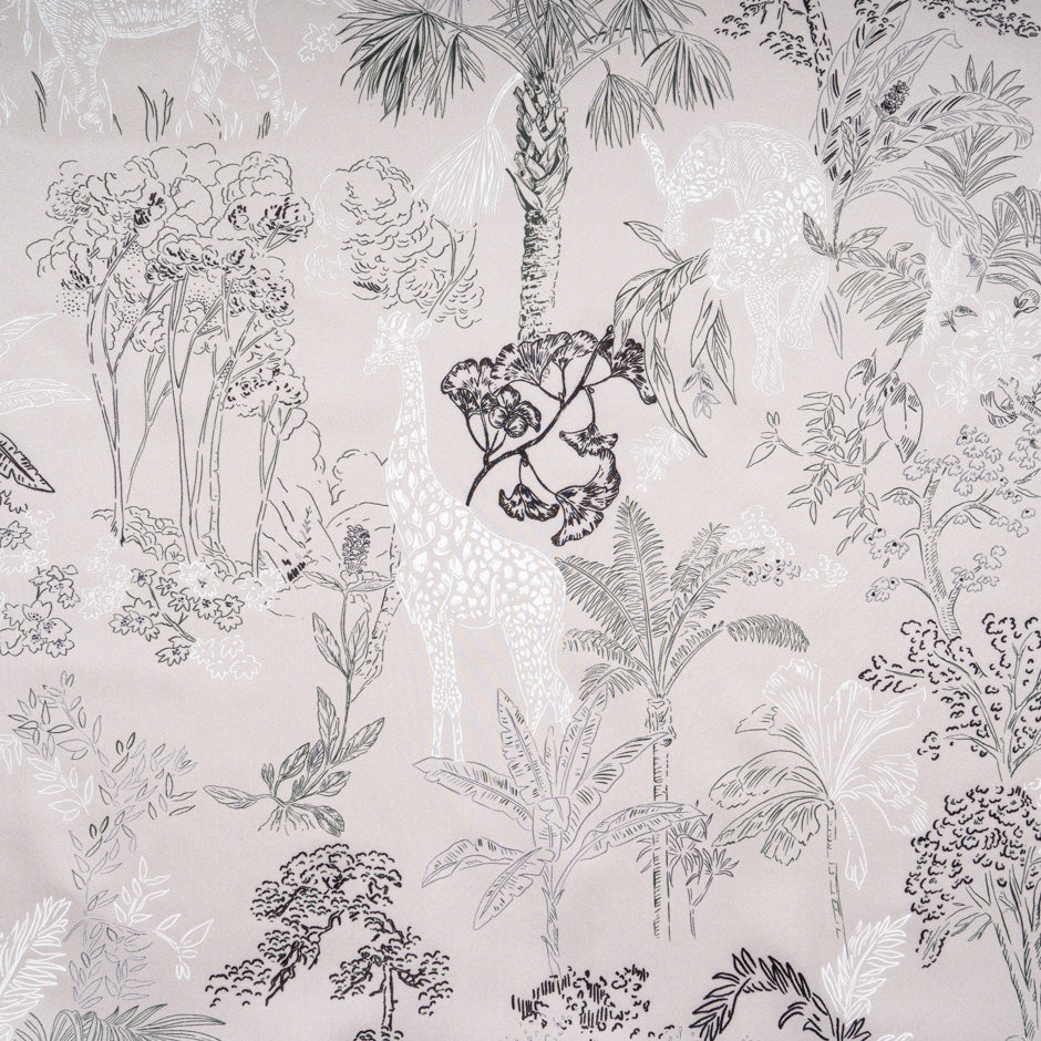 Jungle Vision Printed Beige Pure Silk Twill