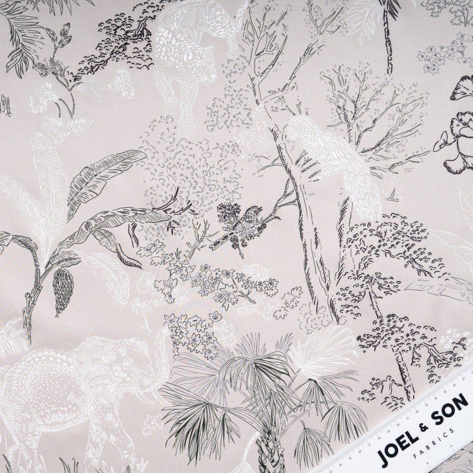 Jungle Vision Printed Beige Pure Silk Twill