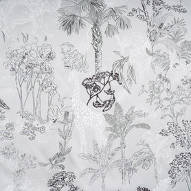 Jungle Themed Vision Printed Pale Grey Silk Twill