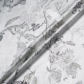 Jungle Themed Vision Printed Pale Grey Silk Twill