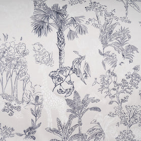 Jungle Themed Vision Printed Taupe Silk Twill