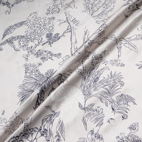Jungle Themed Vision Printed Taupe Silk Twill