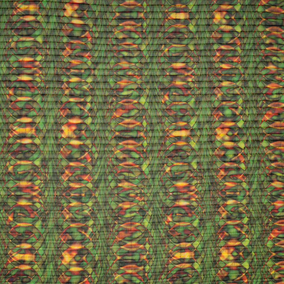 Geometric Printed Emerald Pleated Microfibre