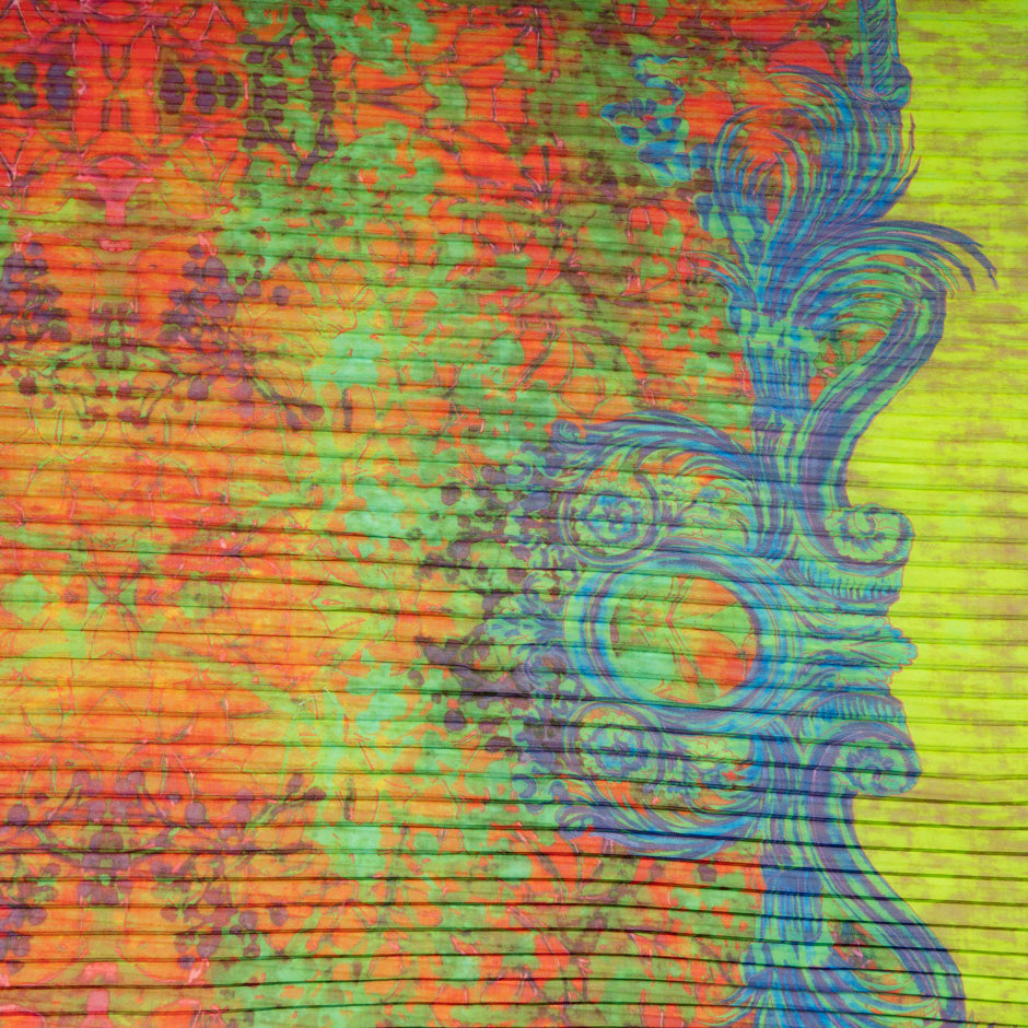 Multi-Coloured Printed Pleated Soft Microfibre