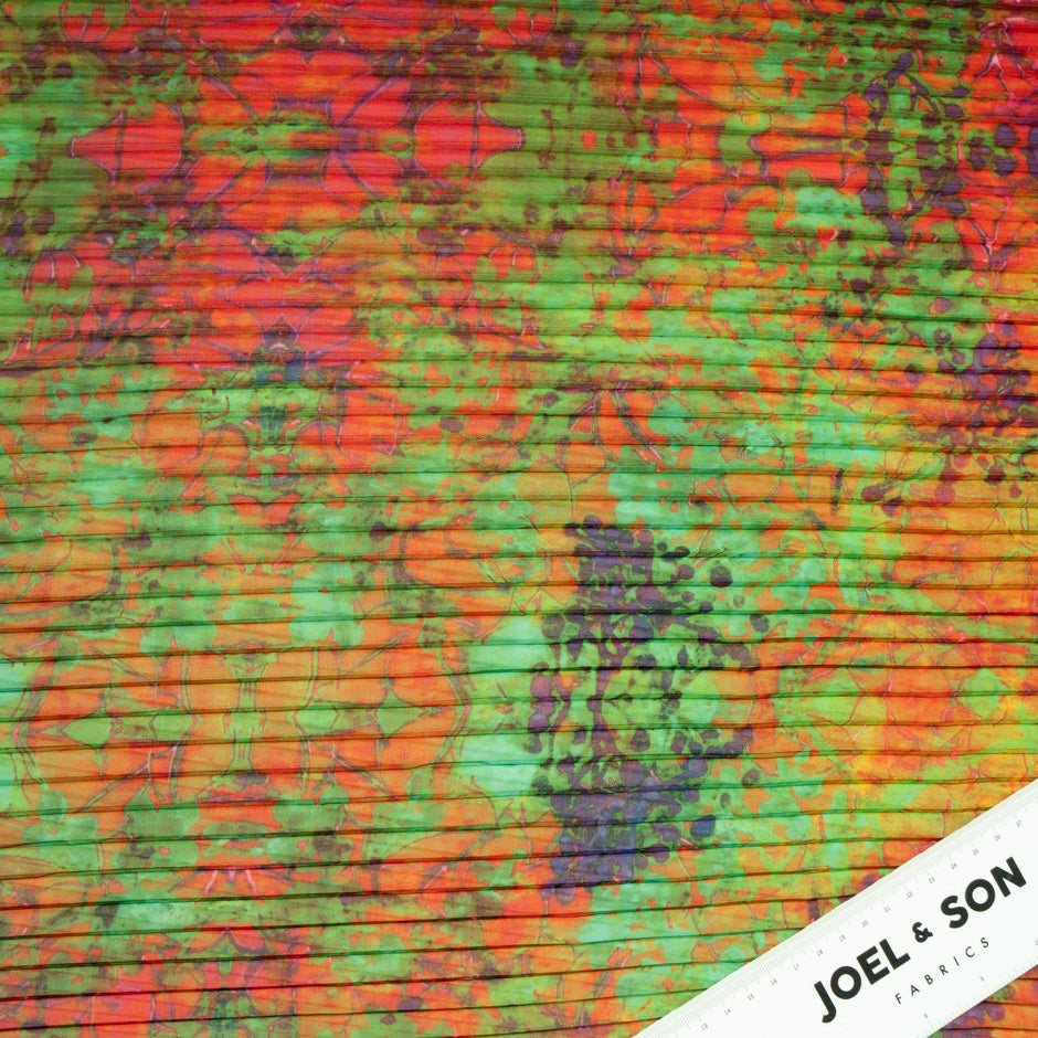 Multi-Coloured Printed Pleated Soft Microfibre