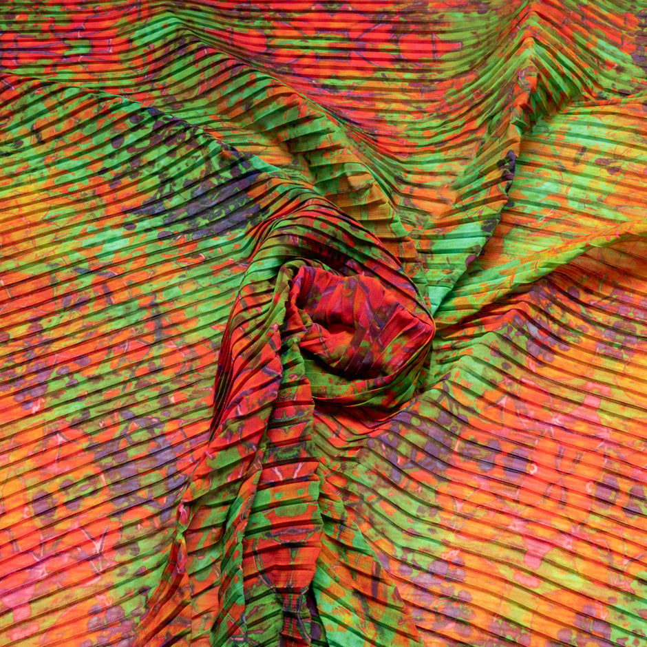 Multi-Coloured Printed Pleated Soft Microfibre
