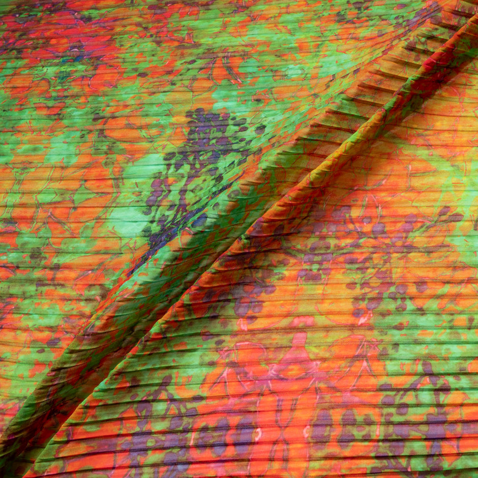 Multi-Coloured Printed Pleated Soft Microfibre
