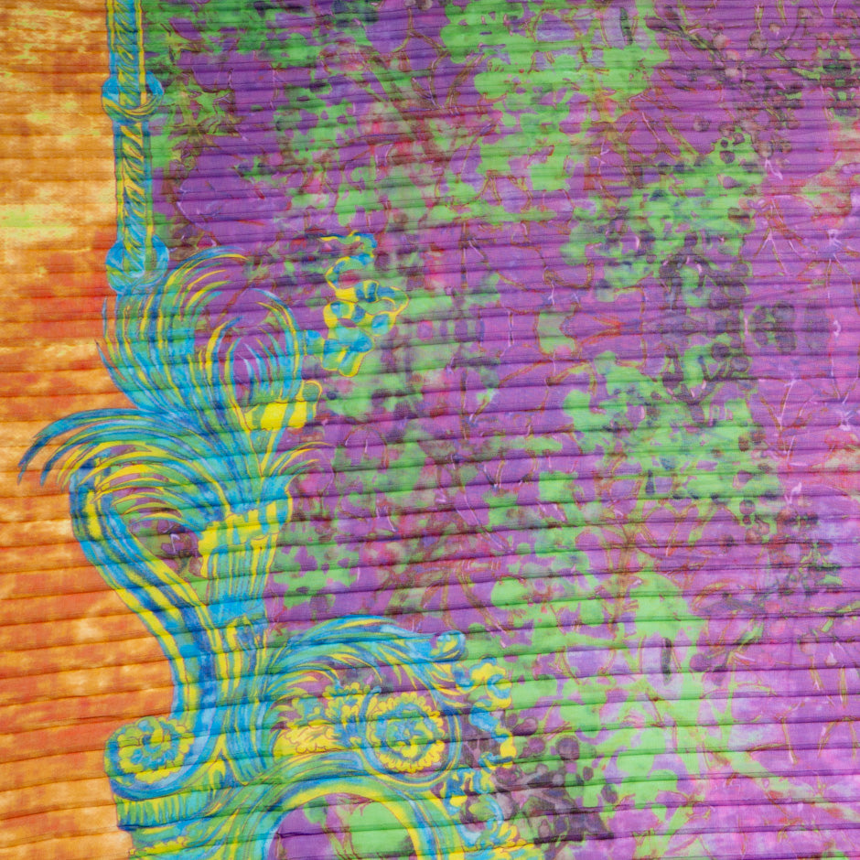 Multi & Purple Printed Pleated Soft Microfibre