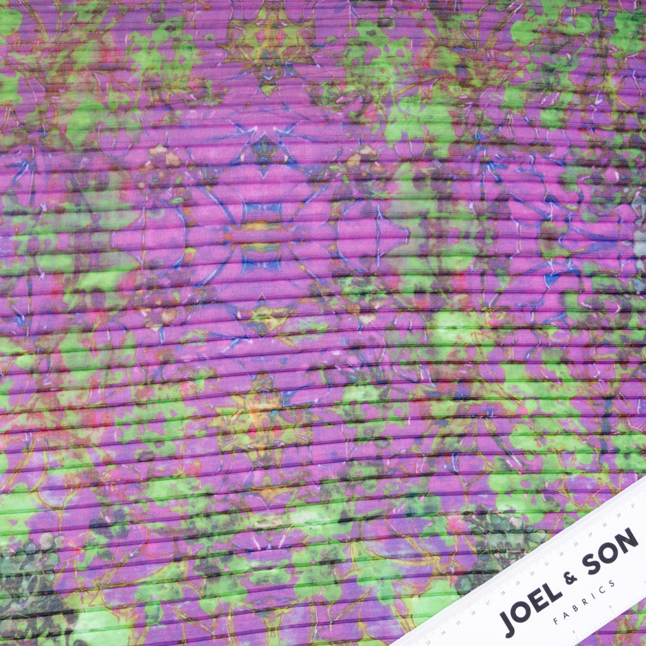 Multi & Purple Printed Pleated Soft Microfibre