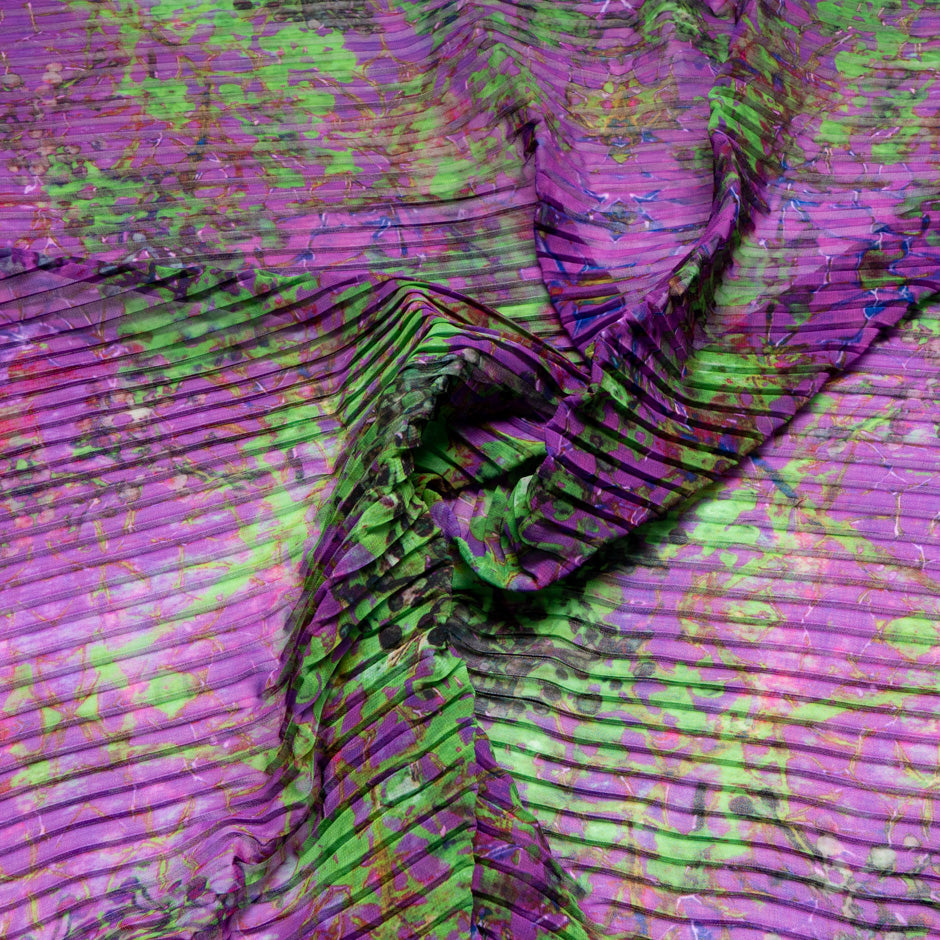 Multi & Purple Printed Pleated Soft Microfibre