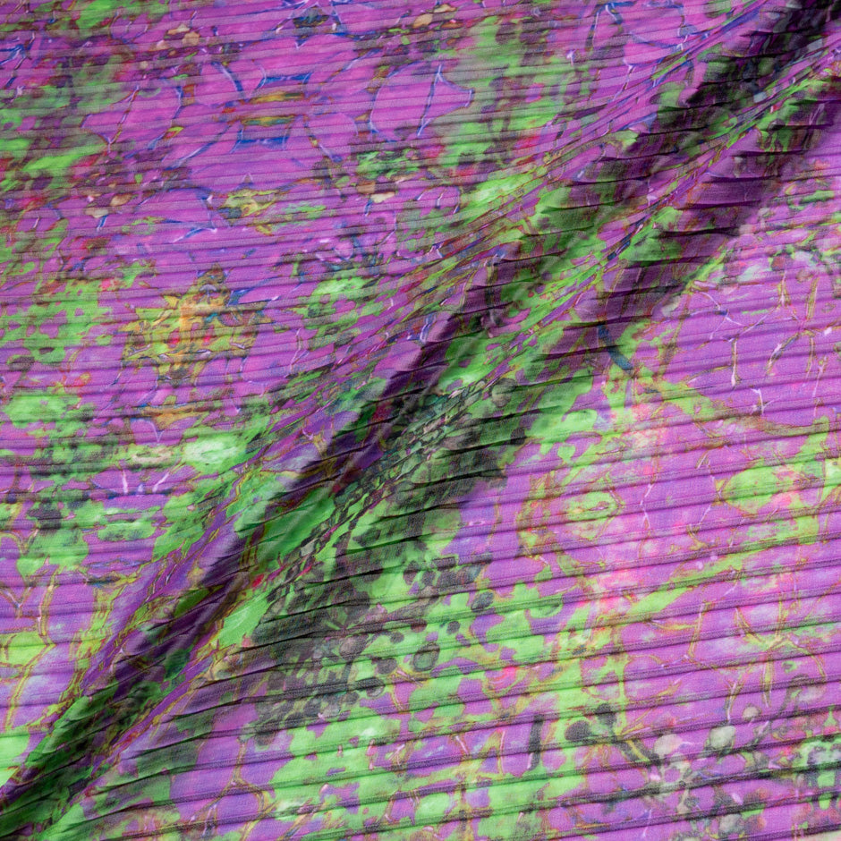 Multi & Purple Printed Pleated Soft Microfibre