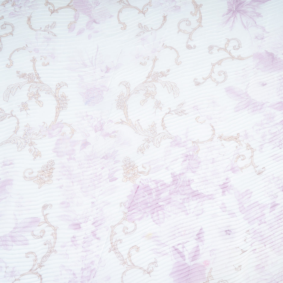 Pink Floral Pleated Organza