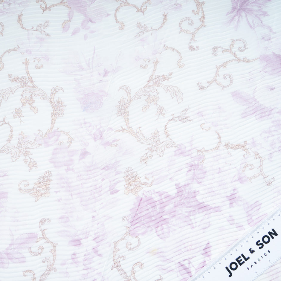 Pink Floral Pleated Organza