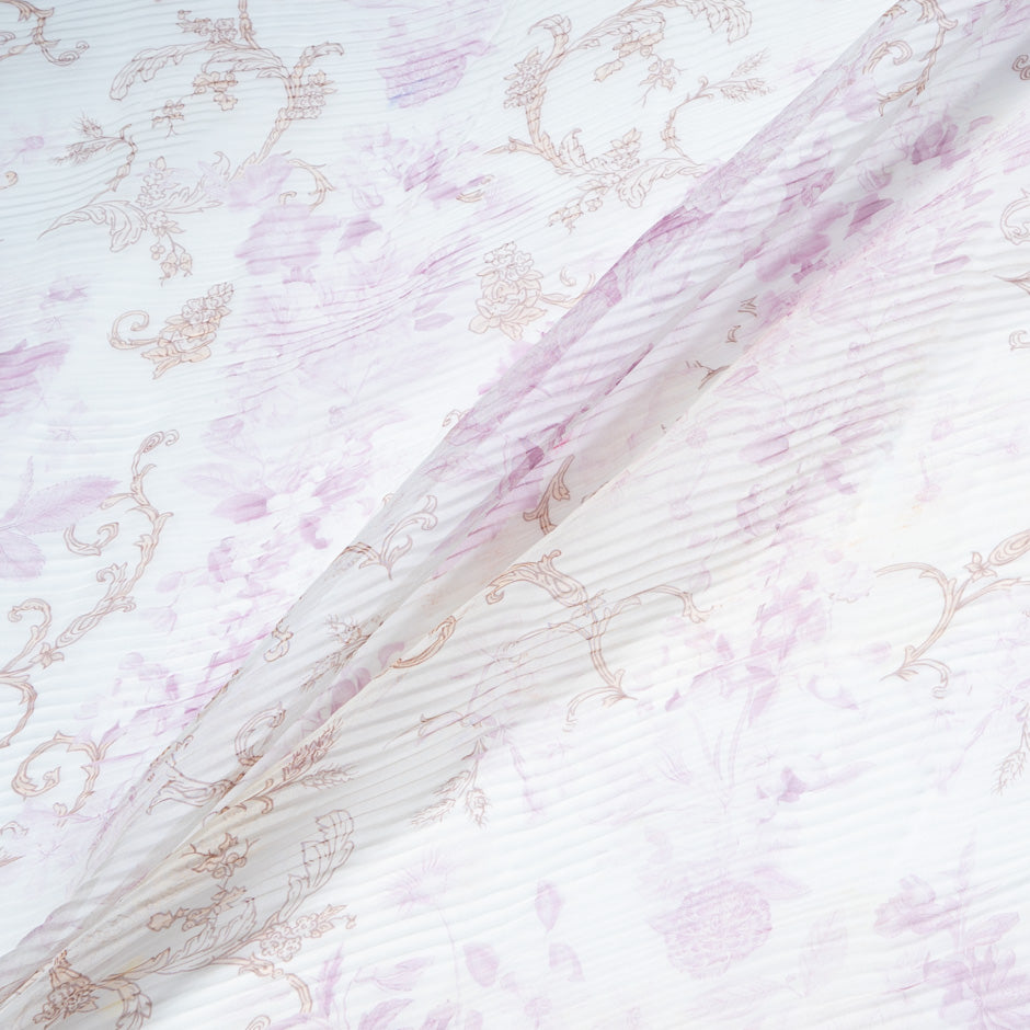 Pink Floral Pleated Organza