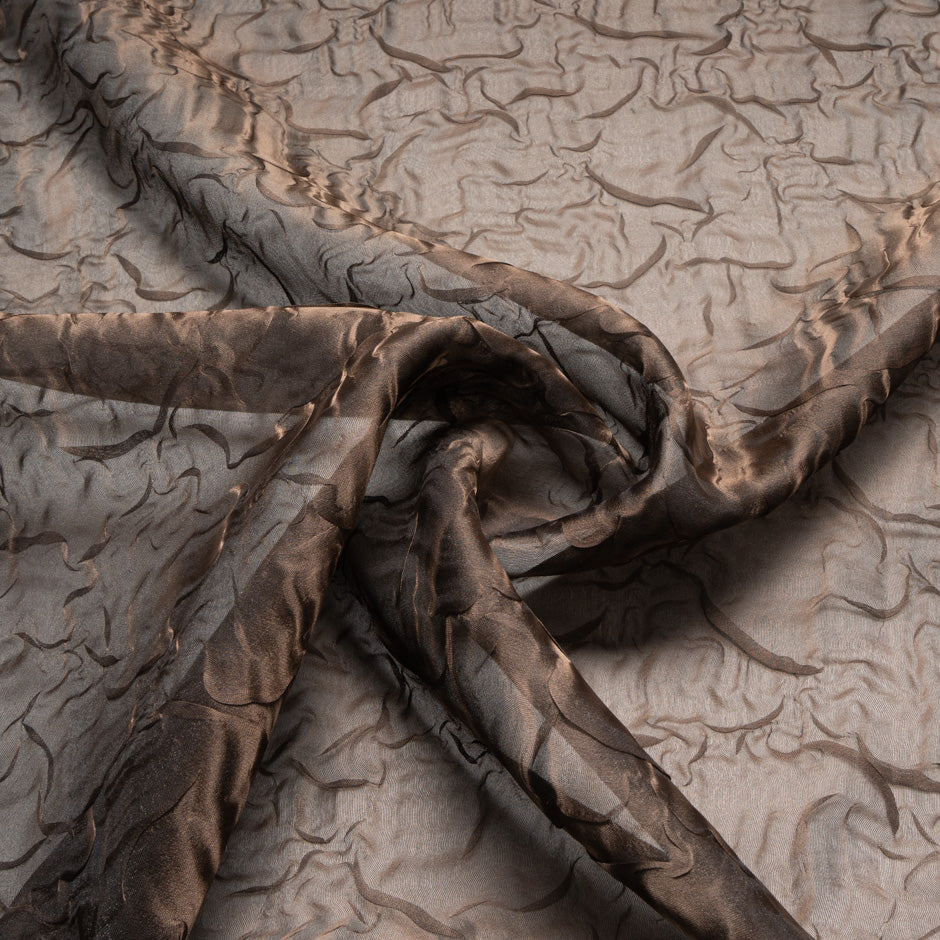 Metallic Chocolate Brown Crushed Silk Organza