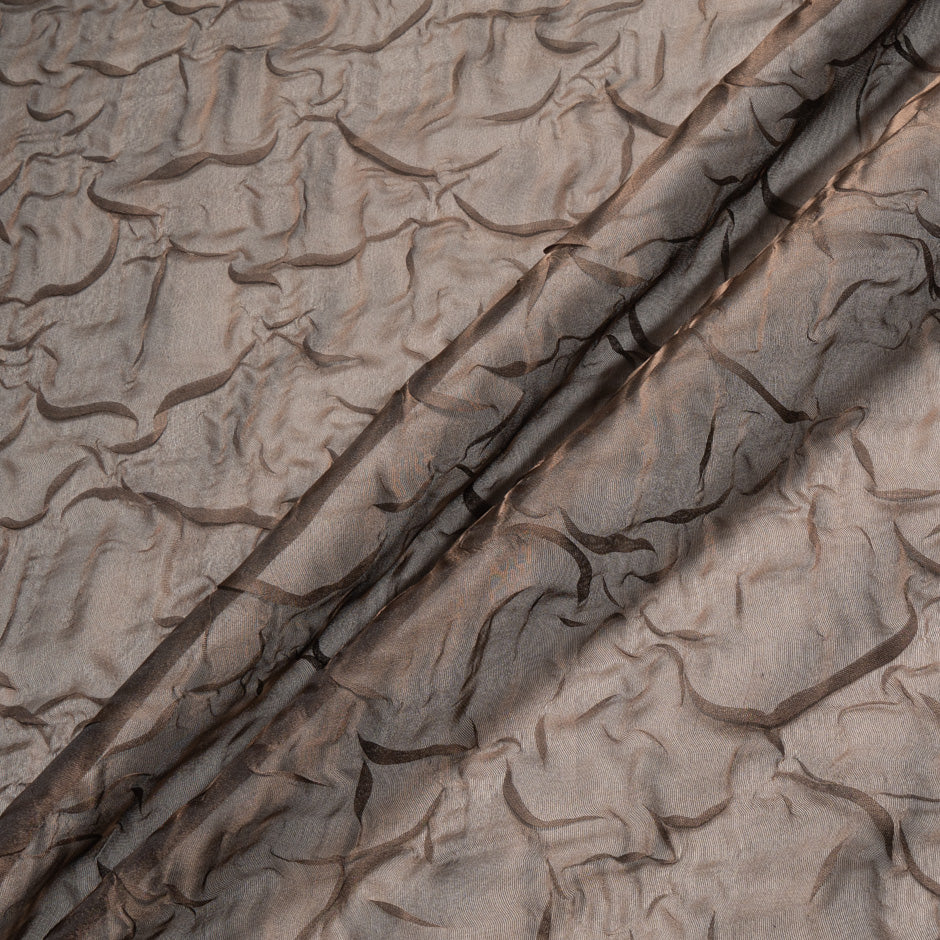 Metallic Chocolate Brown Crushed Silk Organza