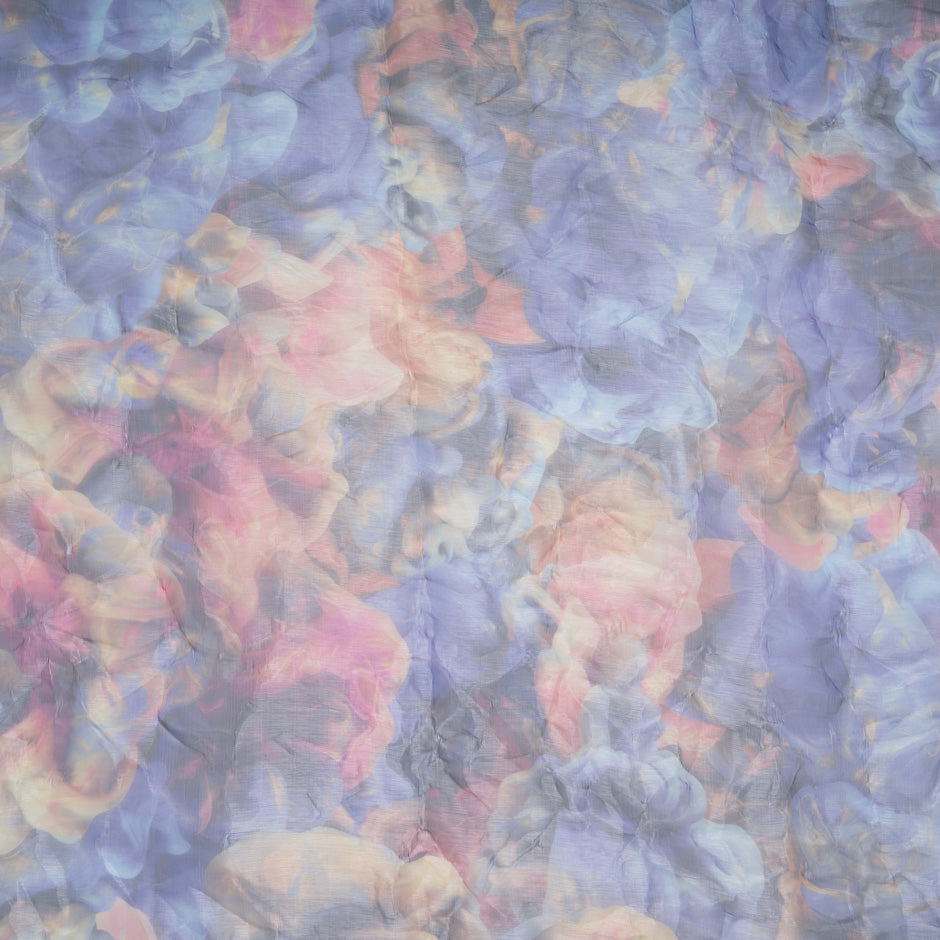 Floral Printed Crushed Silk Organza