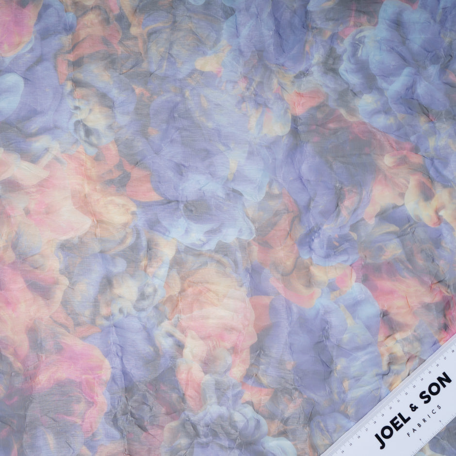 Floral Printed Crushed Silk Organza