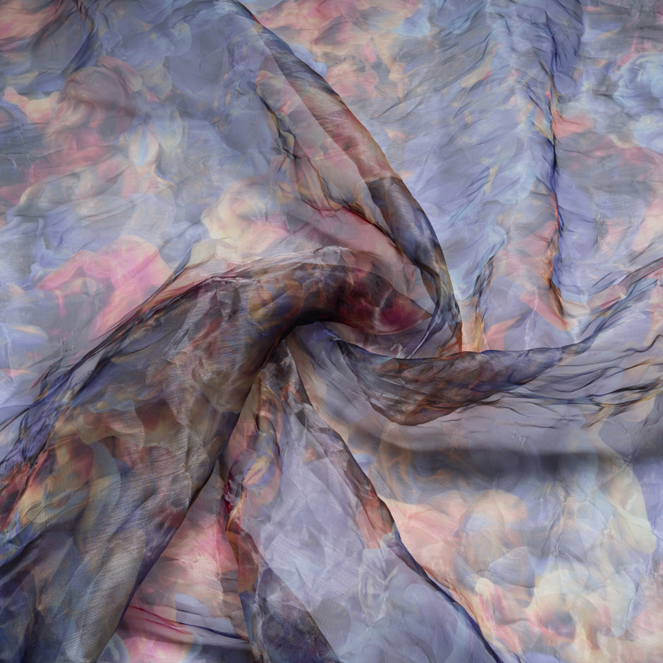Floral Printed Crushed Silk Organza