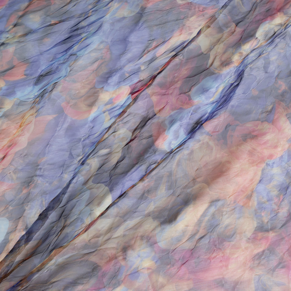 Floral Printed Crushed Silk Organza
