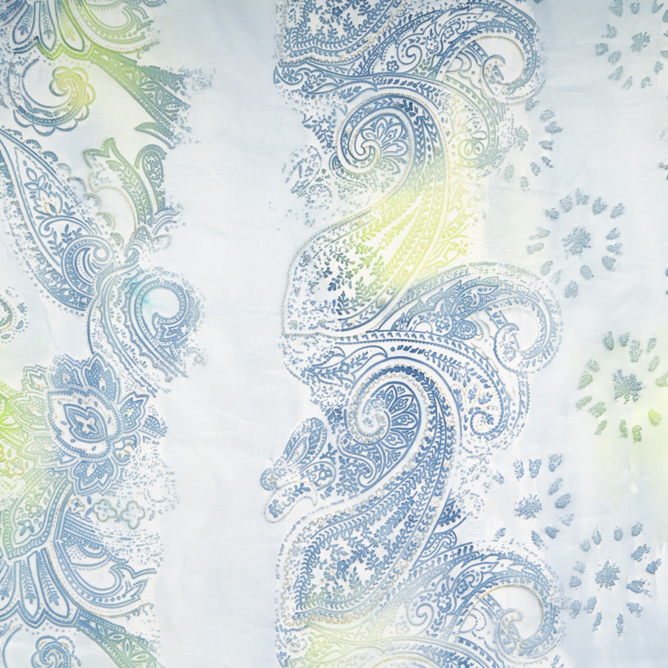 Ombré Paisley Flocked Organza