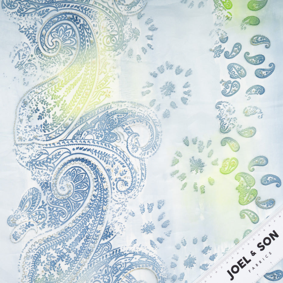 Ombré Paisley Flocked Organza