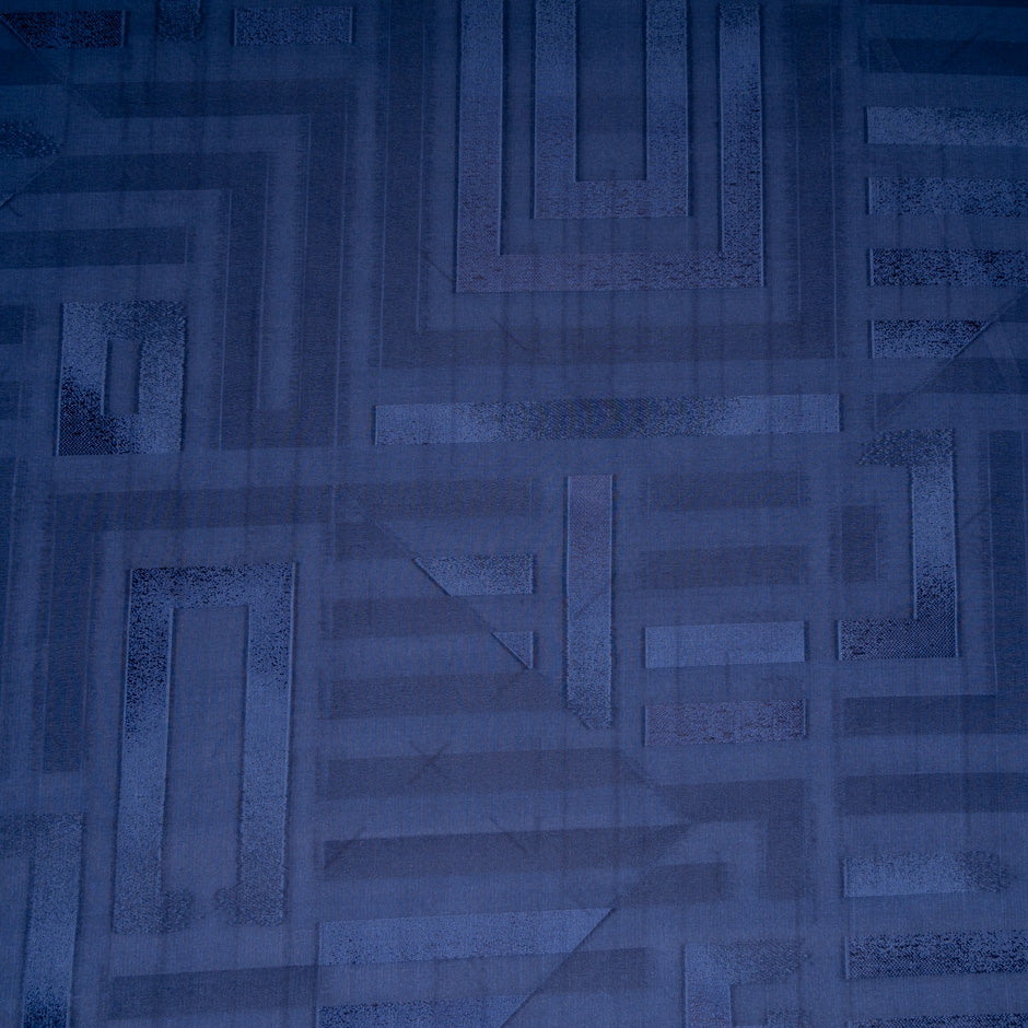 Navy Blue Jacquard Silk Organza