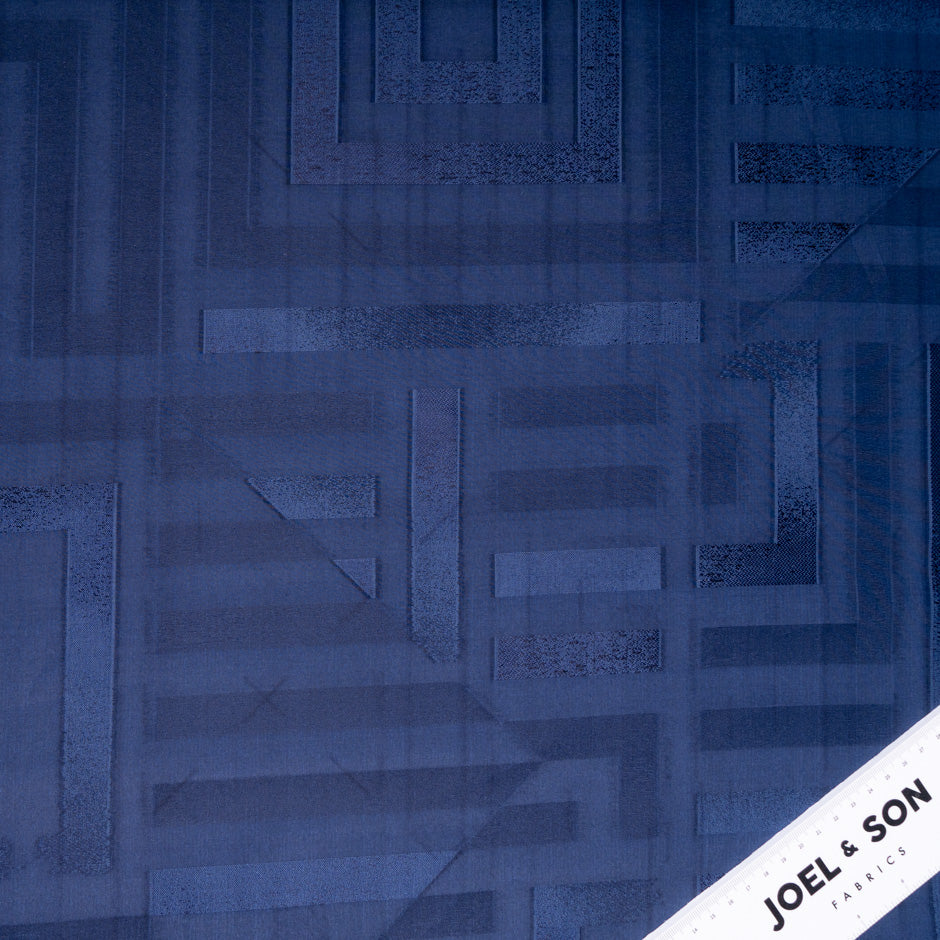 Navy Blue Jacquard Silk Organza