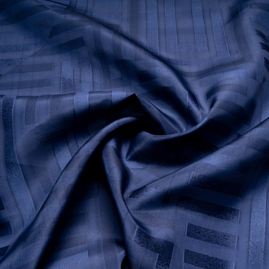Navy Blue Jacquard Silk Organza