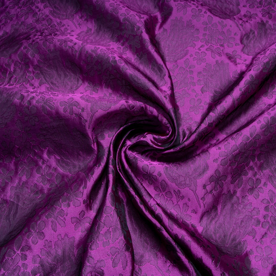 Magenta Pink Floral Jacquard Silk Organza