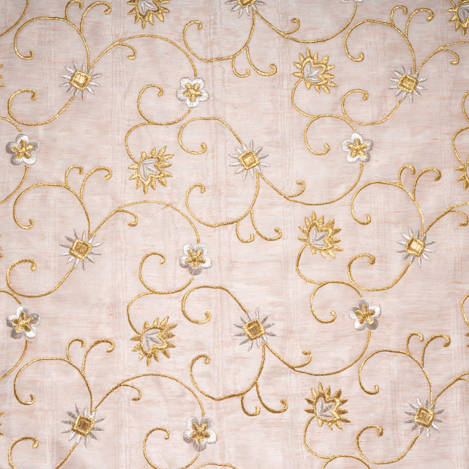 Gold Embroidered Blush Reversible Organza