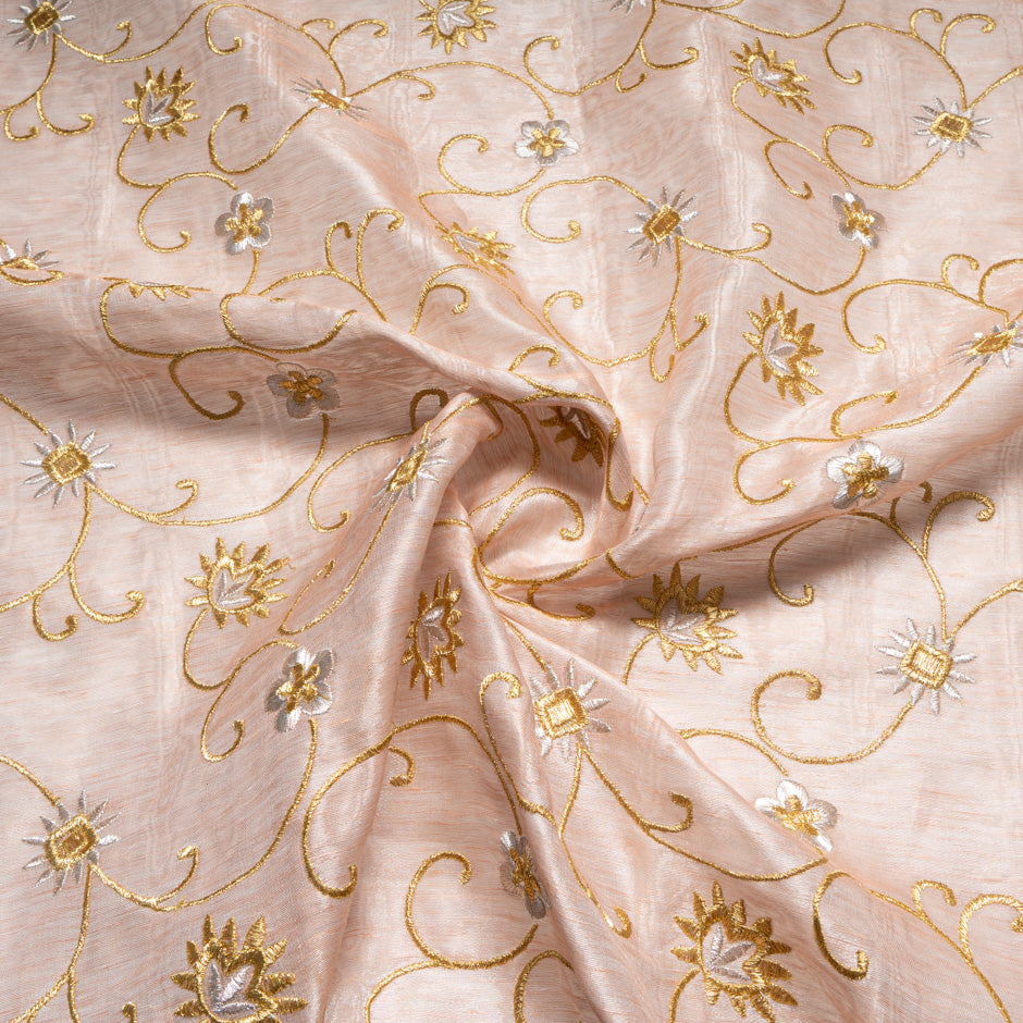 Gold Embroidered Blush Reversible Organza