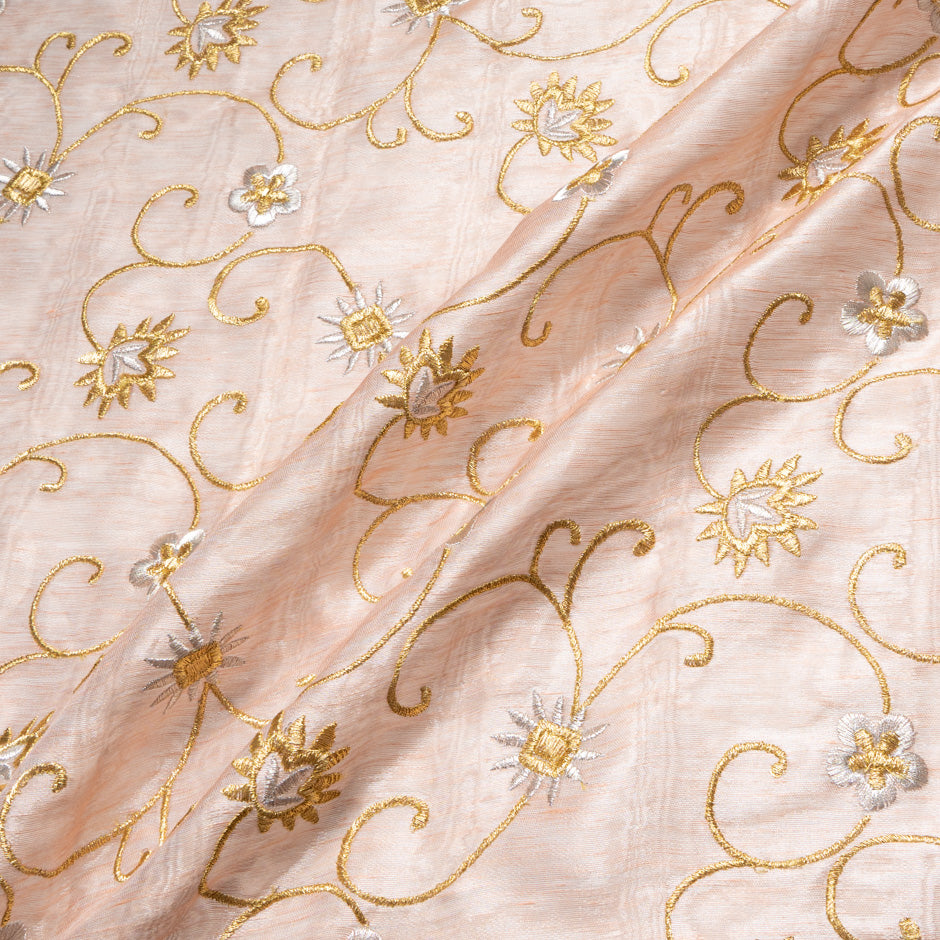 Gold Embroidered Blush Reversible Organza