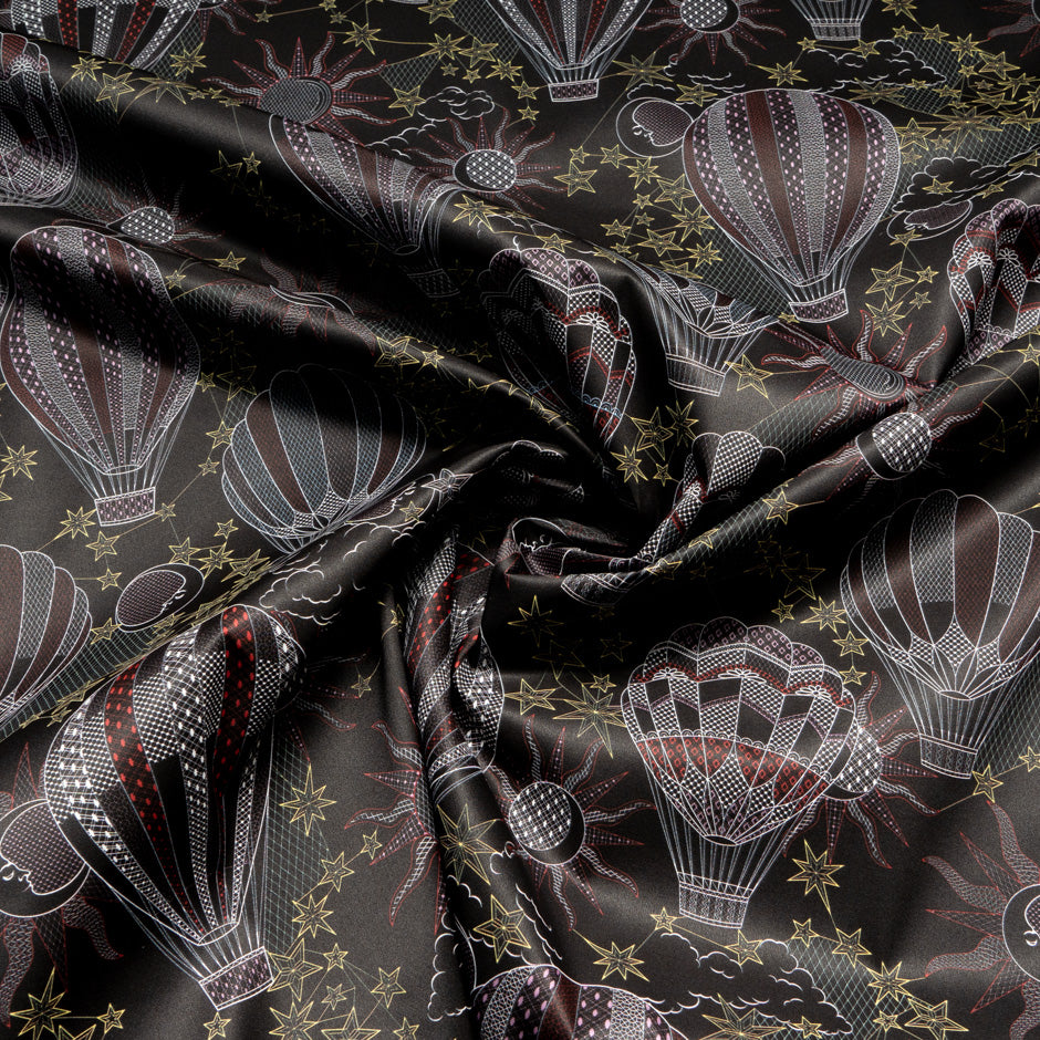 Air Balloon Vision Printed Brown Pure Silk Twill