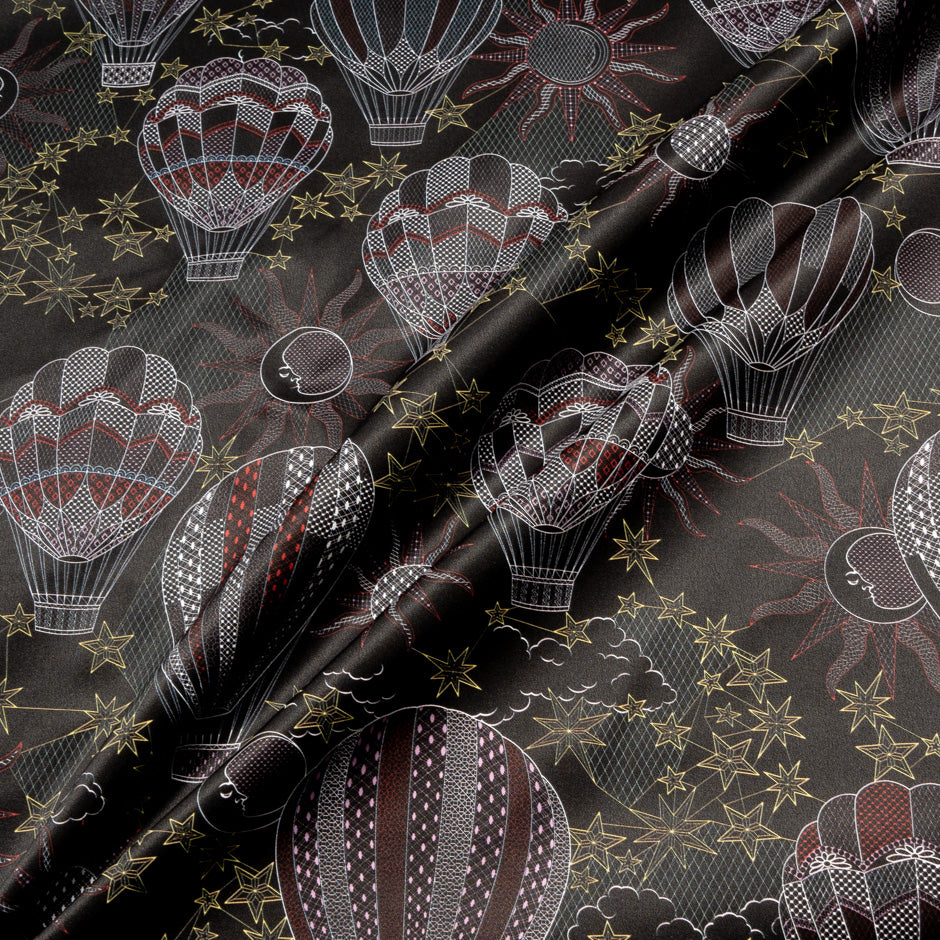 Air Balloon Vision Printed Brown Pure Silk Twill