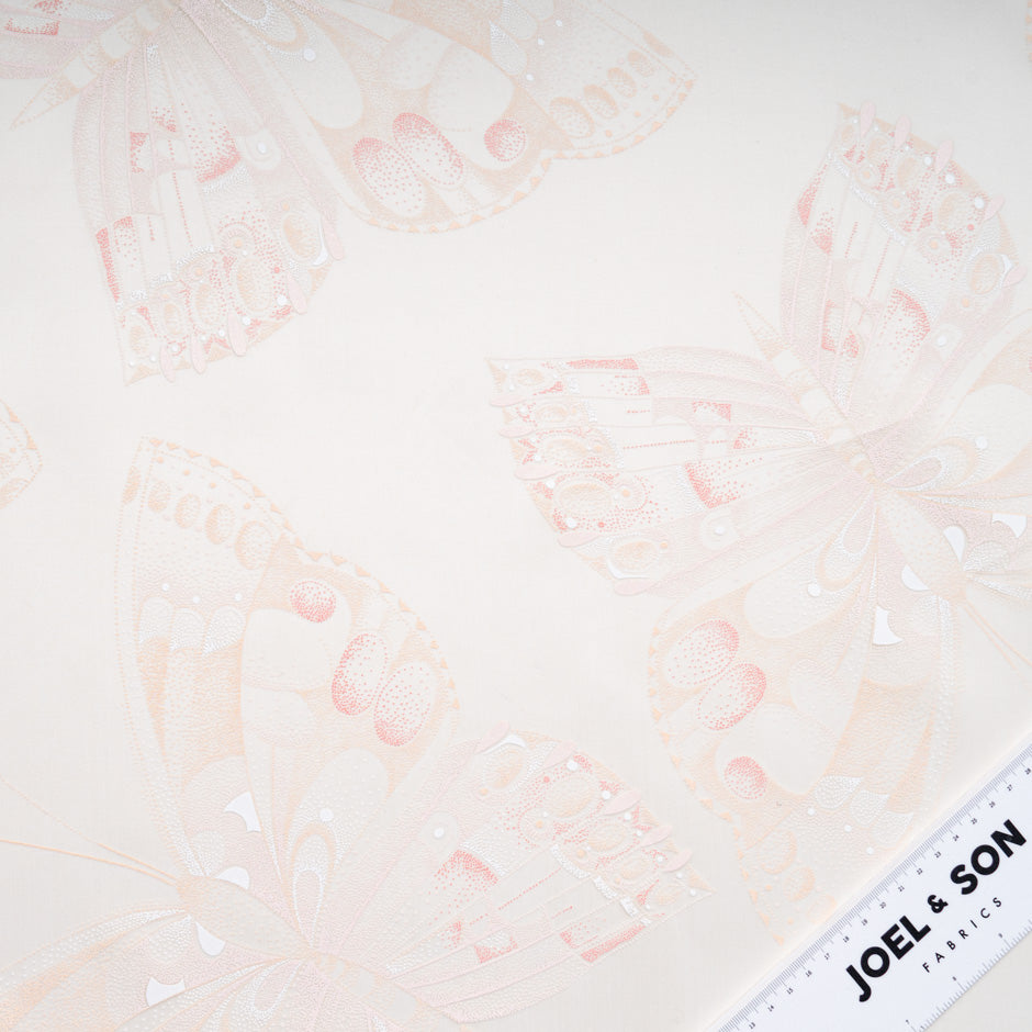 Butterfly Vision Printed Pale Nude Silk Organza