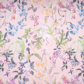 Wild Floral Printed Pink Pure Silk Organza
